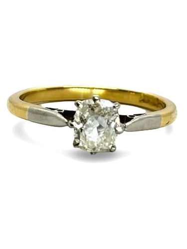 Bague 51 Solitaire - Bague en or jaune 18K et diamant ovale 0,35 ct 58 Facettes 1376