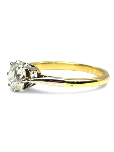 Bague 51 Solitaire - Bague en or jaune 18K et diamant ovale 0,35 ct 58 Facettes 1376