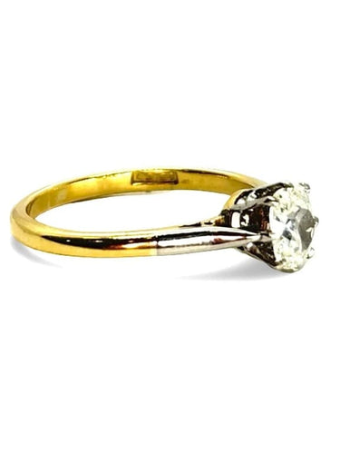 Bague 51 Solitaire - Bague en or jaune 18K et diamant ovale 0,35 ct 58 Facettes 1376