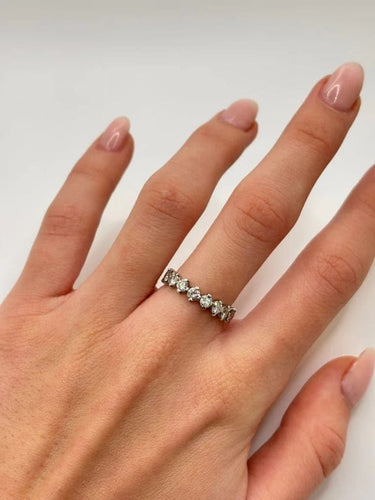 Bague 52 Alliance tour complet en or blanc 18K et diamants 2,16 ct 58 Facettes