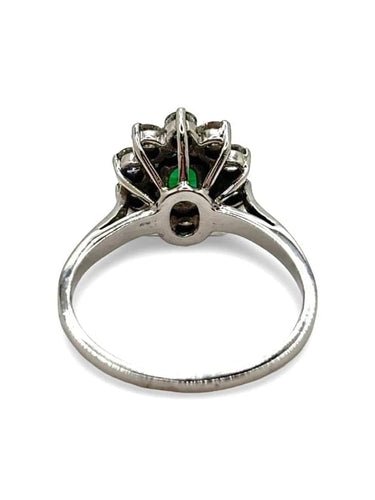 Bague 53 Bague en or blanc 18K avec émeraude 1 ct et diamants 0,80 ct 58 Facettes