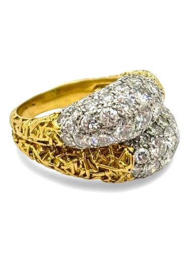 Bague 56 Bague ancienne en or jaune 18K sertie de diamants 58 Facettes