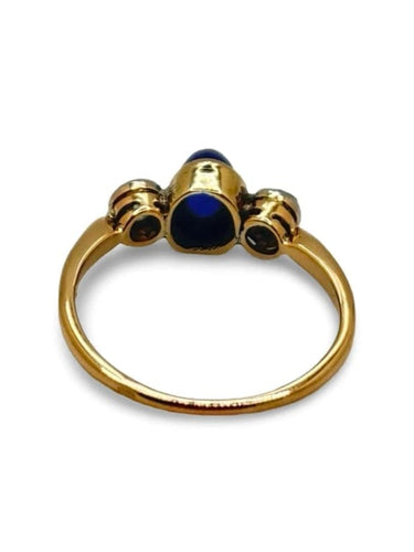Bague 53 Bague en or rose 18K avec saphir cabochon et diamants 58 Facettes