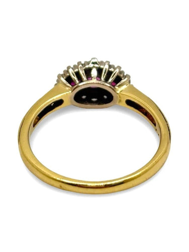 Bague 58 Bague ancienne en or jaune 18K avec rubis 0,25 ct et diamants 0,25 ct 58 Facettes