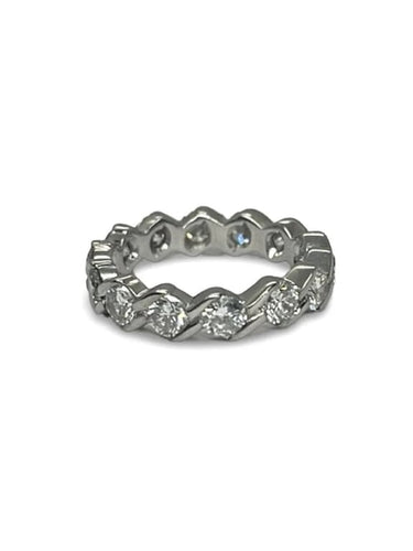 Bague 51 Alliance tour complet en or blanc 18K et diamants 2,38 ct 58 Facettes 00008901