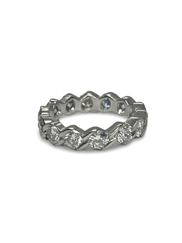 Bague 51 Alliance tour complet en or blanc 18K et diamants 2,38 ct 58 Facettes 00008901