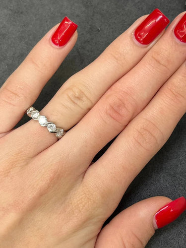 Bague 51 Alliance tour complet en or blanc 18K et diamants 2,38 ct 58 Facettes 00008901