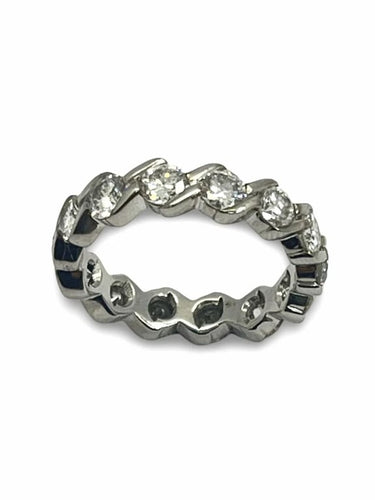 Bague 51 Alliance tour complet en or blanc 18K et diamants 2,38 ct 58 Facettes 00008901