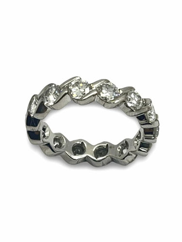 Bague 51 Alliance tour complet en or blanc 18K et diamants 2,38 ct 58 Facettes 00008901