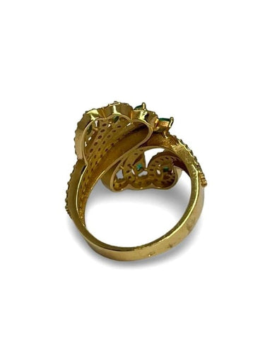 Bague 52 Bague en or rose 18K avec émeraudes et diamants 58 Facettes 00006501