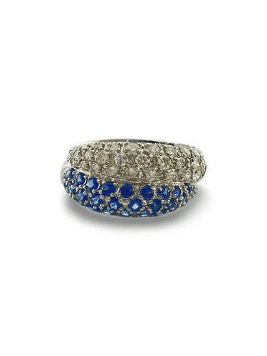 Bague 51 Bague demi-alliance en or blanc 18K saphirs et diamants 58 Facettes 00005901