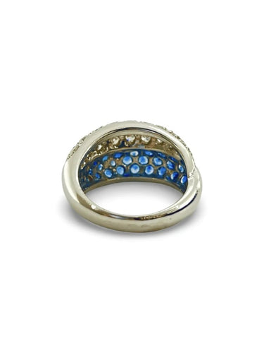 Bague 51 Bague demi-alliance en or blanc 18K saphirs et diamants 58 Facettes 00005901