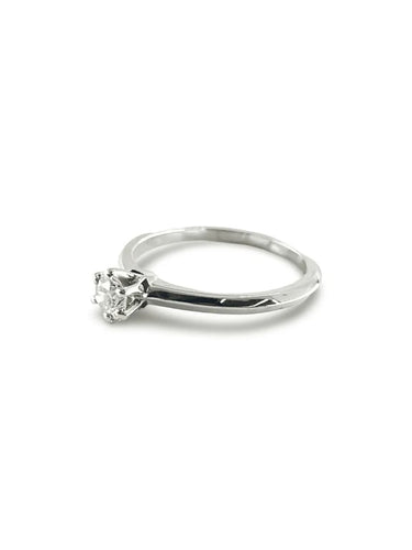 Bague 52.5 Bague solitaire en or blanc 18K avec diamant 0,30 ct 58 Facettes