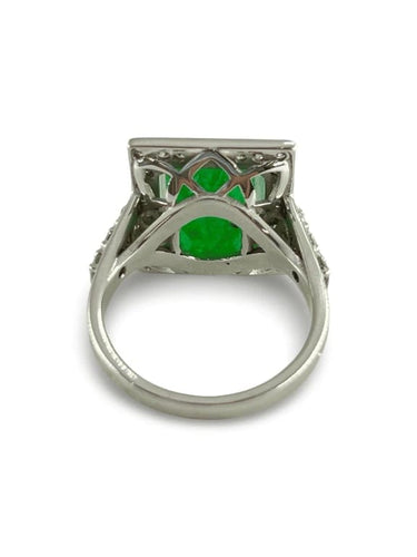 Bague 57 Bague en or blanc 18K avec émeraude 6 ct et diamants 58 Facettes 00016301
