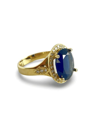 Bague 59 Bague en or jaune 18K avec saphir 7 carats et diamants 58 Facettes 00008401