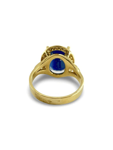 Bague 59 Bague en or jaune 18K avec saphir 7 carats et diamants 58 Facettes 00008401