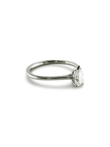 Bague 53 Bague solitaire en platine 950 avec diamant poire 0,45 ct 58 Facettes 00011101