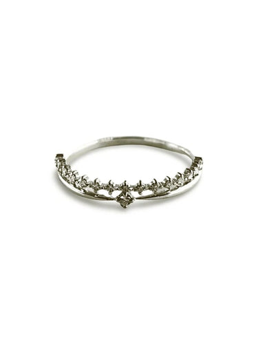 Bague 56 Alliance en or blanc 18K sertie de diamants 58 Facettes 00003901