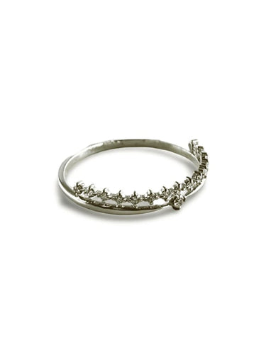 Bague 56 Alliance en or blanc 18K sertie de diamants 58 Facettes 00003901