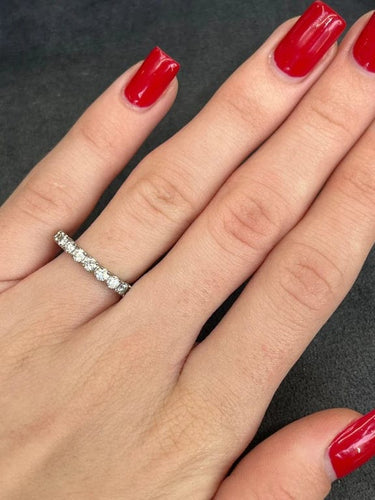 Bague 51 Demi-alliance - Bague en or blanc 18K et diamants 0,72 ct 58 Facettes 00024701