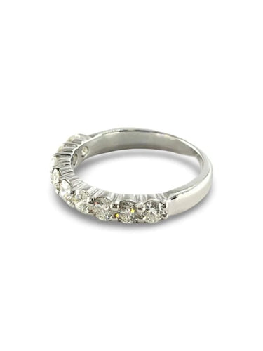 Bague 51 Demi-alliance - Bague en or blanc 18K et diamants 0,72 ct 58 Facettes 00024701