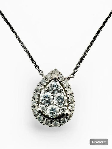 Collier Collier pendentif en or blanc 18K et diamants 0,30 ct 58 Facettes 00017601