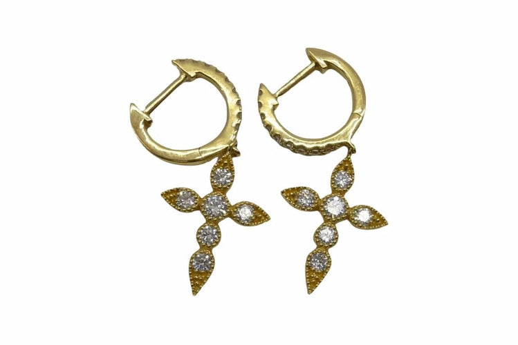 Boucles d'oreilles Boucles d’oreilles en or jaune 18K serties de diamants 0,41 ct 58 Facettes 00017901