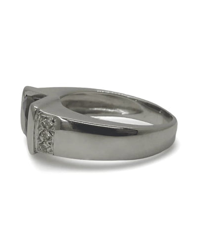 Bague 49.5 Bague en or blanc 18K sertie d’un saphir non chauffé et diamants 58 Facettes 00037801