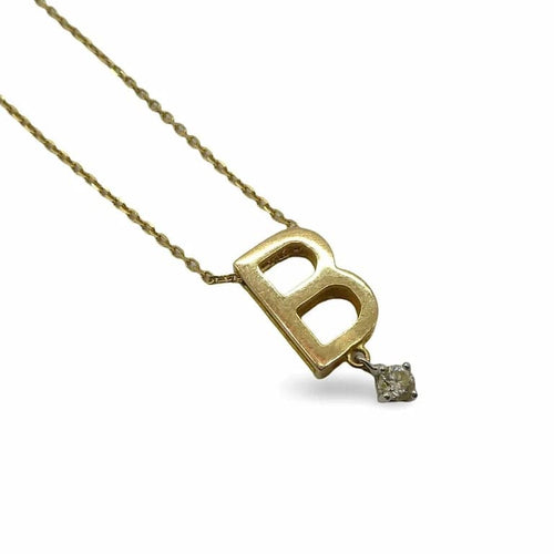 Collier Vanrycke Abécédaire - Collier pendentif initiale B en or jaune 18K diamant 58 Facettes 00045201