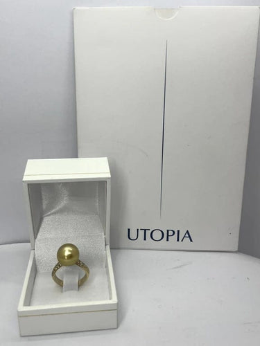 Bague 52 Utopia - Bague en or jaune 18K, perle australienne et diamants 58 Facettes