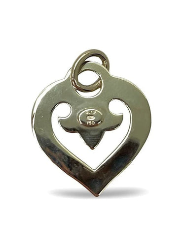 Pendentif OJ.Perrin - Pendentif cœur en or blanc 18K 58 Facettes 00009101