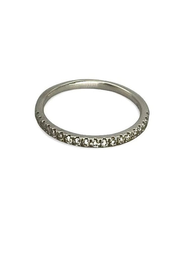 Bague 52 Demi-alliance - Bague en or blanc 18K et diamants 0,19 ct 58 Facettes 00061801