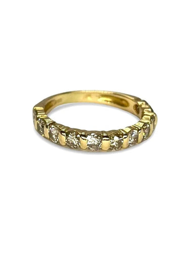 Bague 47 Demi-alliance - Bague en or jaune 18K et diamants 1 ct 58 Facettes 0006201