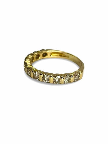 Bague 47 Demi-alliance - Bague en or jaune 18K et diamants 1 ct 58 Facettes 0006201