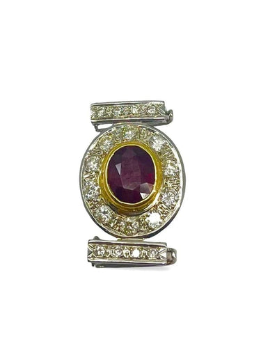 Broche Broche en or blanc 18K avec rubis 2,5 ct et diamants 1 ct 58 Facettes 47101