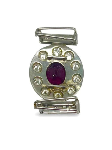 Broche Broche en or blanc 18K avec rubis 2,5 ct et diamants 1 ct 58 Facettes 47101