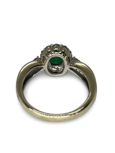 Bague 53 Bague en or blanc 18K avec émeraude 0,60 ct et diamants 1 ct 58 Facettes 00071401