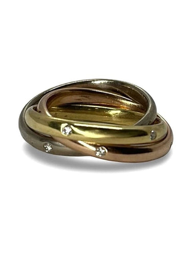 Bague 56 Bague 3 ors en or jaune, blanc et rose 18K avec diamants 58 Facettes 00071901