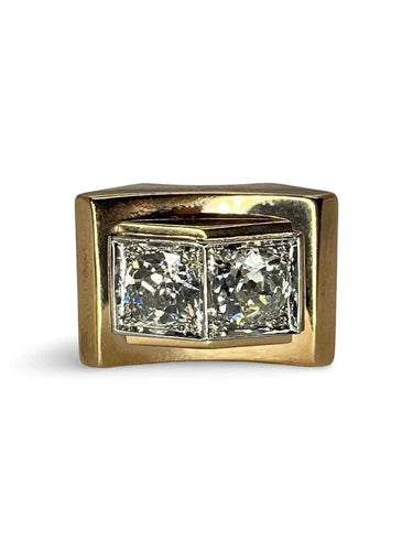Bague 52 Bague Tank vintage en or rose 18K et diamants 1,80 ct 58 Facettes 70301