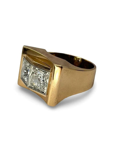Bague 52 Bague Tank vintage en or rose 18K et diamants 1,80 ct 58 Facettes 70301