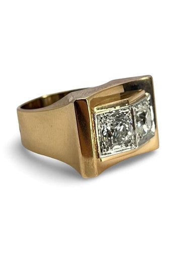 Bague 52 Bague Tank vintage en or rose 18K et diamants 1,80 ct 58 Facettes 70301