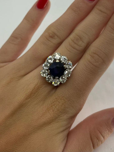 Bague 51 Bague vintage en or rose 18K avec saphir 3 ct et diamants 58 Facettes 75801