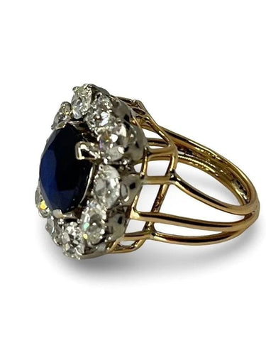Bague 51 Bague vintage en or rose 18K avec saphir 3 ct et diamants 58 Facettes 75801
