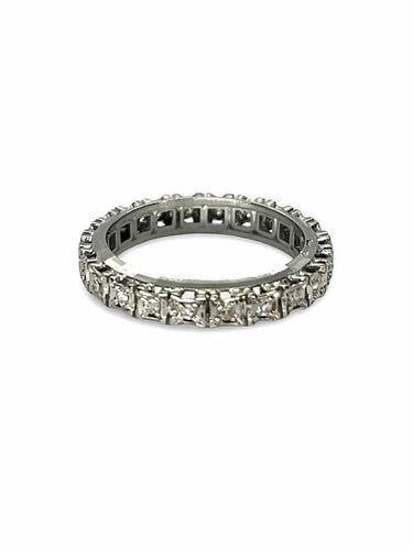 Bague 50 Alliance tour complet en or blanc 18K et diamants 0,23 ct 58 Facettes 00070701