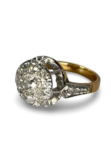 Bague 50 Bague vintage en or jaune 18K, platine et diamants 1,1 ct 58 Facettes 00070401