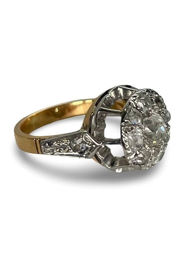 Bague 50 Bague vintage en or jaune 18K, platine et diamants 1,1 ct 58 Facettes 00070401