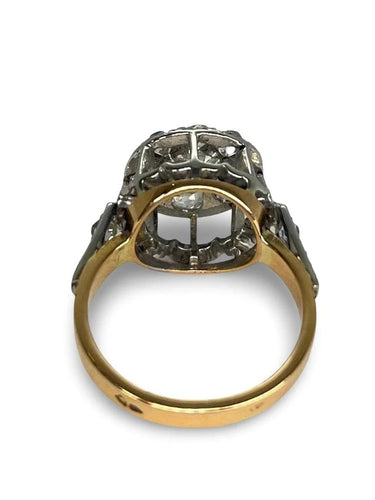 Bague 50 Bague vintage en or jaune 18K, platine et diamants 1,1 ct 58 Facettes 00070401