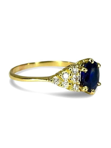 Bague 56 Bague en or jaune 18K sertie d’un saphir 2 ct et de diamants 58 Facettes 00080101