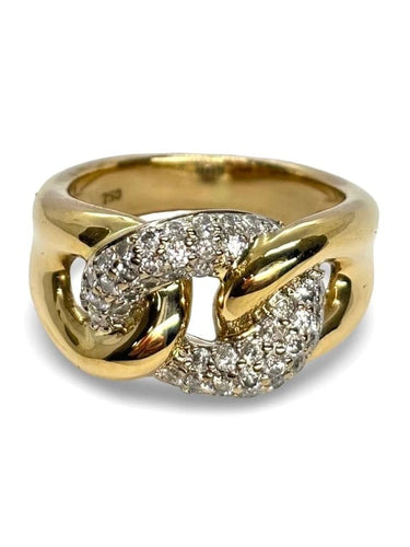 Bague 54 Bague en or jaune 18K sertie de diamants 58 Facettes 878