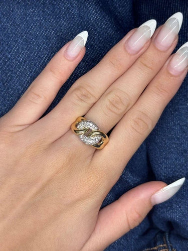 Bague 54 Bague en or jaune 18K sertie de diamants 58 Facettes 878